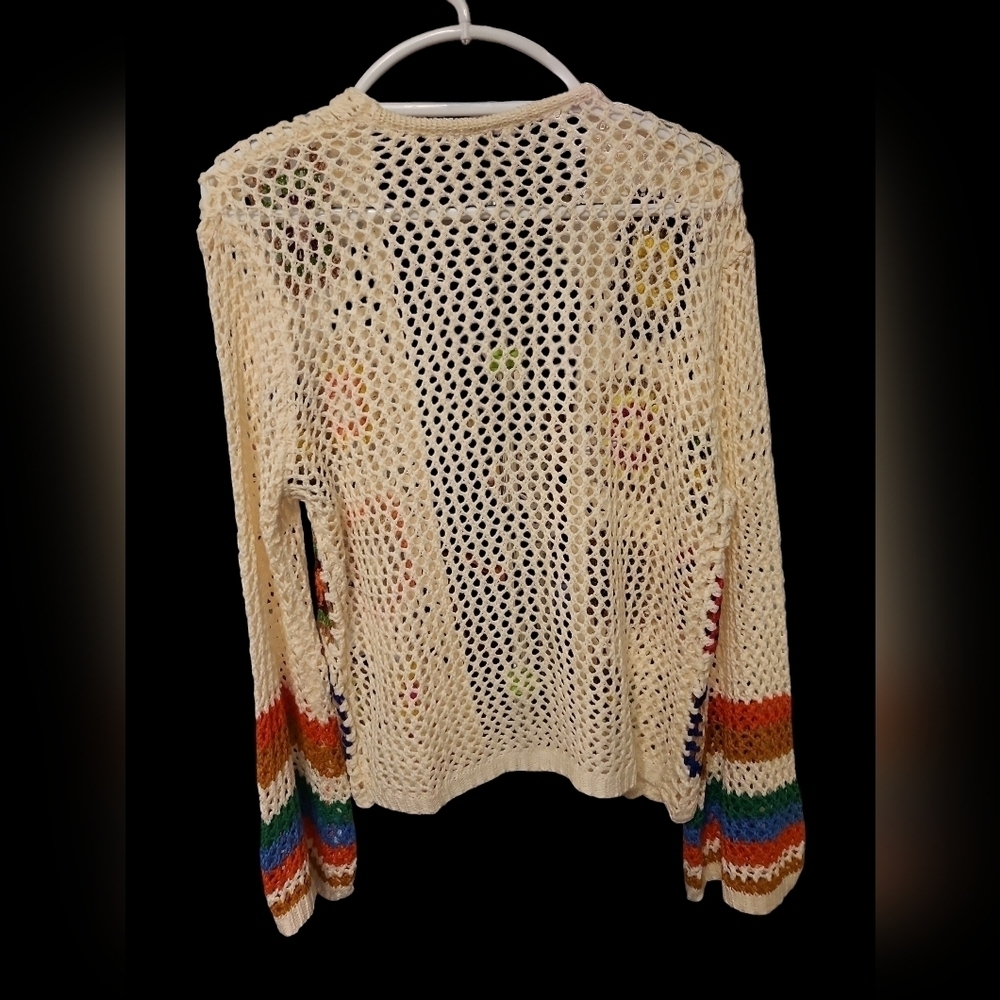 NEW Crochet lightweight Floral Cardigan Sweater Med - Picture 6 of 7